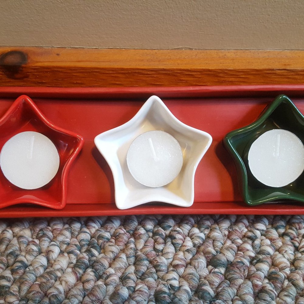 * 3 for $20*  NEW Set of 3 Star Votives w Candles
